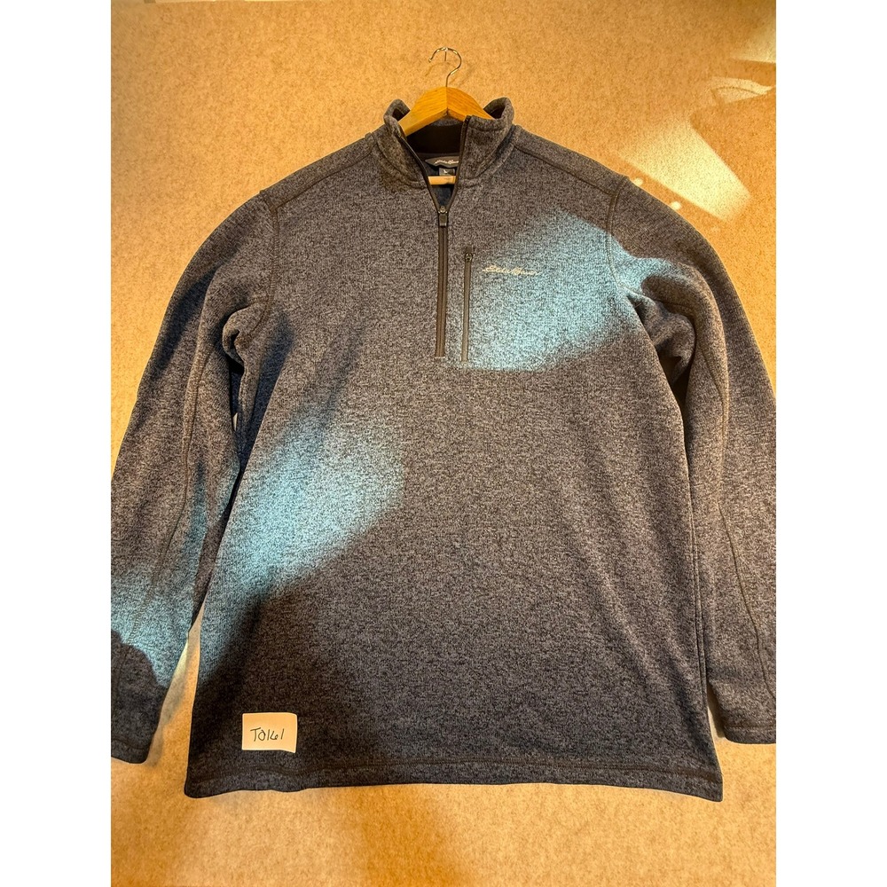 Eddie Bauer Mens Tall XL Blue Marl Quarter Zip‎ Fleece Pullover Sweater Jacket
